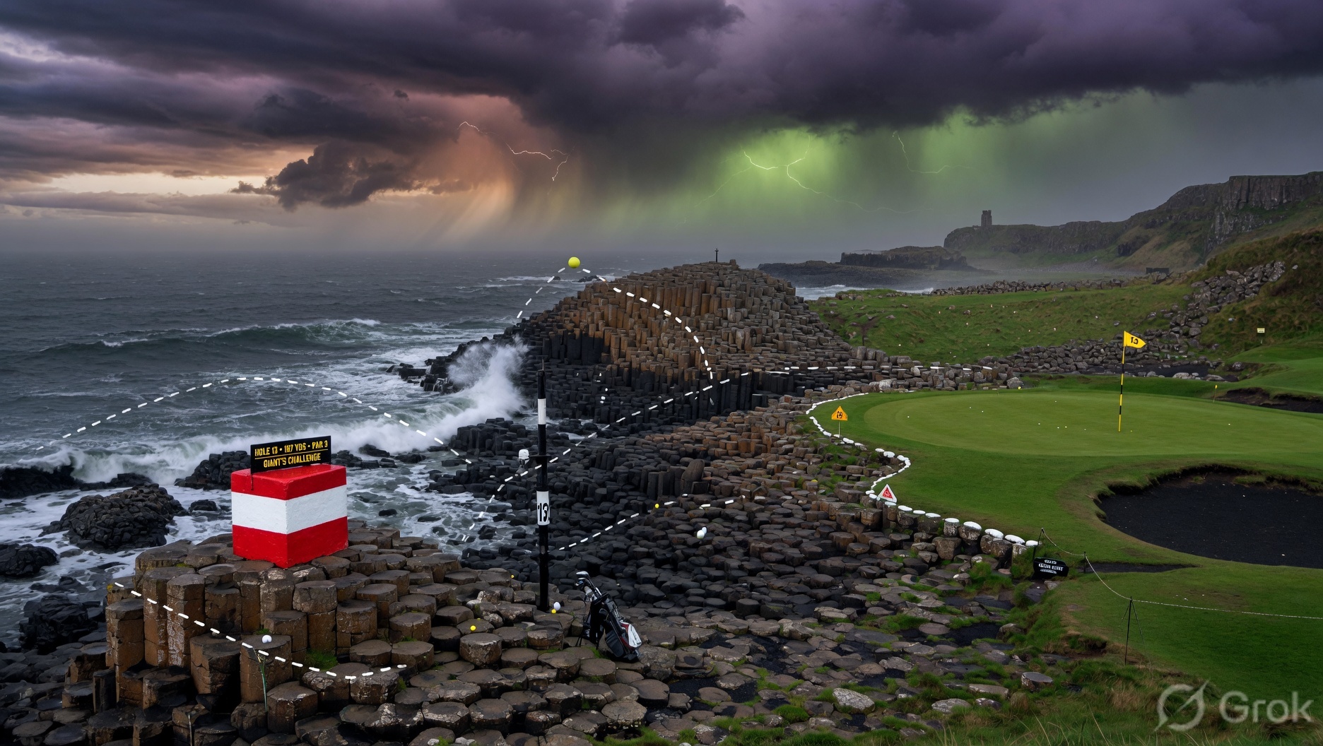 Stormy coastline golf hole